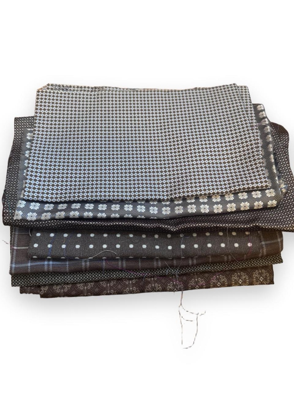 7pc Bundle Lot Brown 100% Italian Silk Fabric Remnants